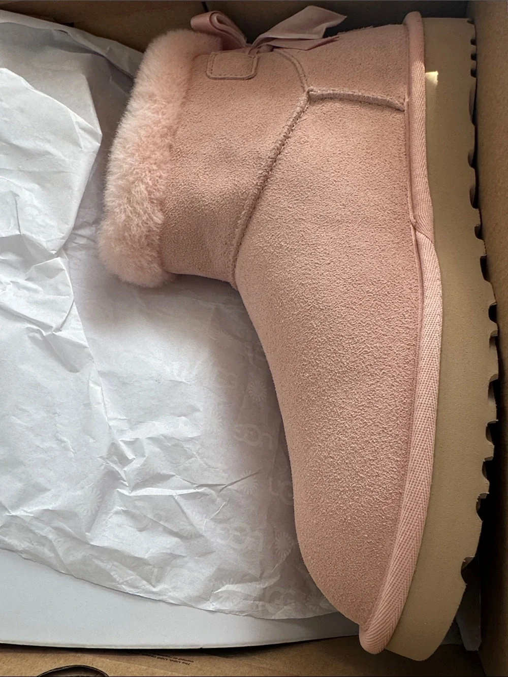 UGG Mini Bailey Mixed Bow Boots - Pink/Taupe